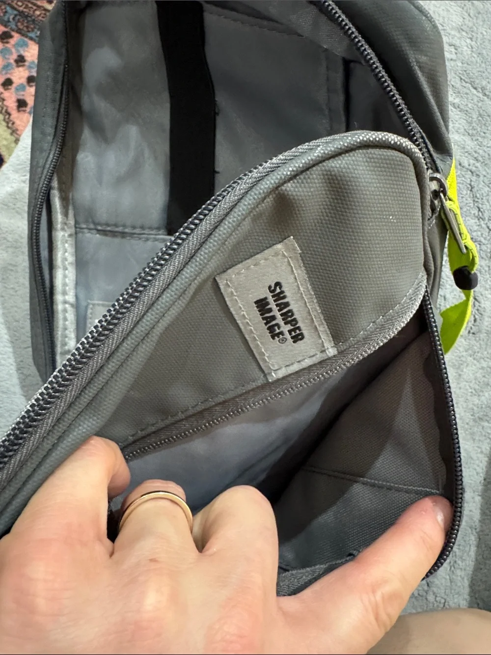 Sharper Image Portable Electronics Organizer Case in Gray with Lime Green Accent